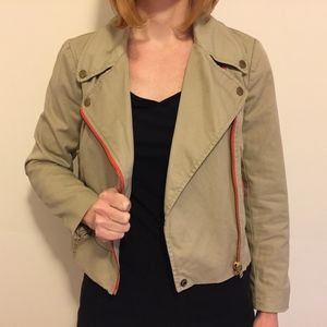 j.crew khaki moto jacket
